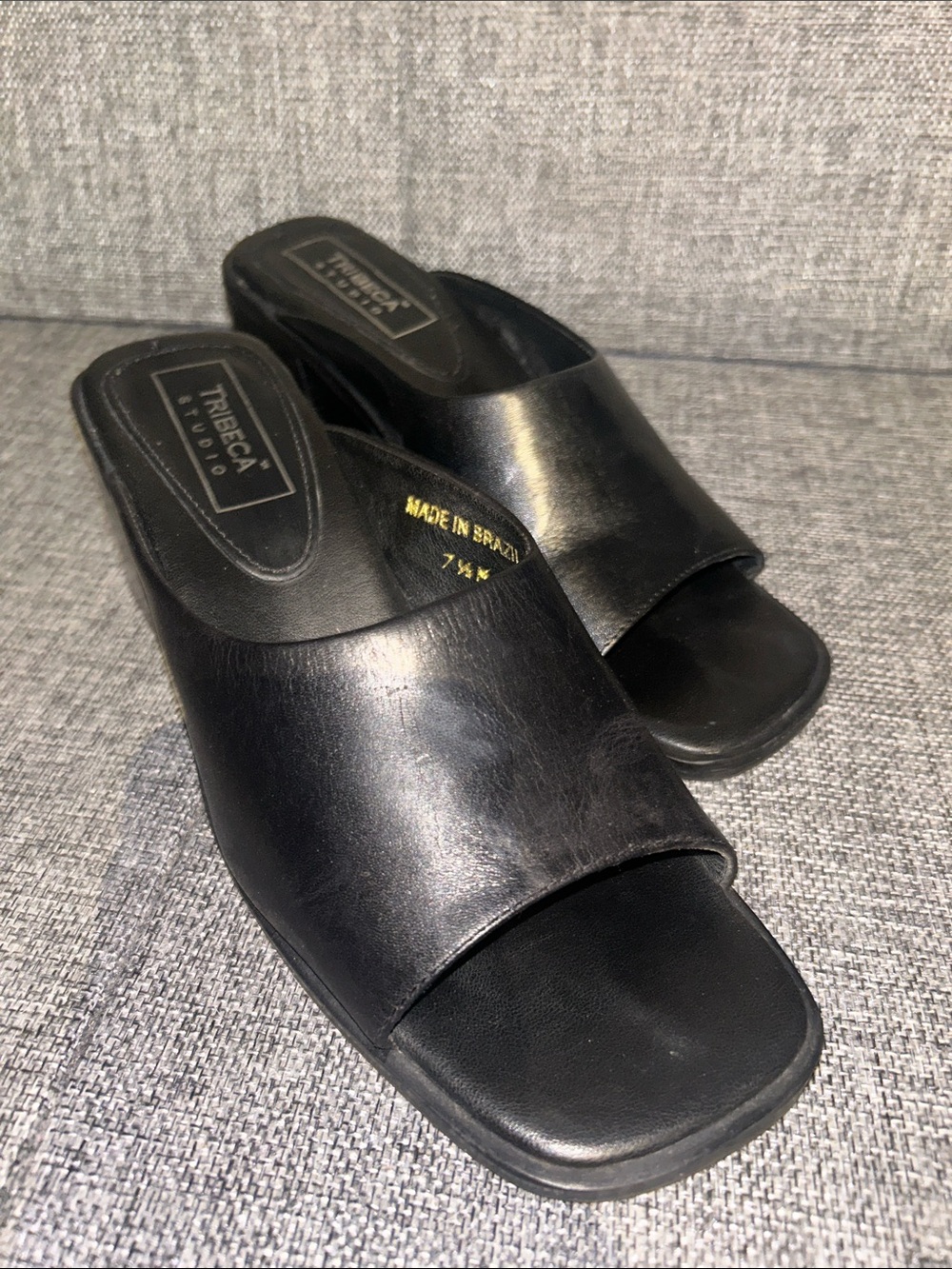 VINTAGE Y2K - Tribeca Studio Black Leather Slide Mules